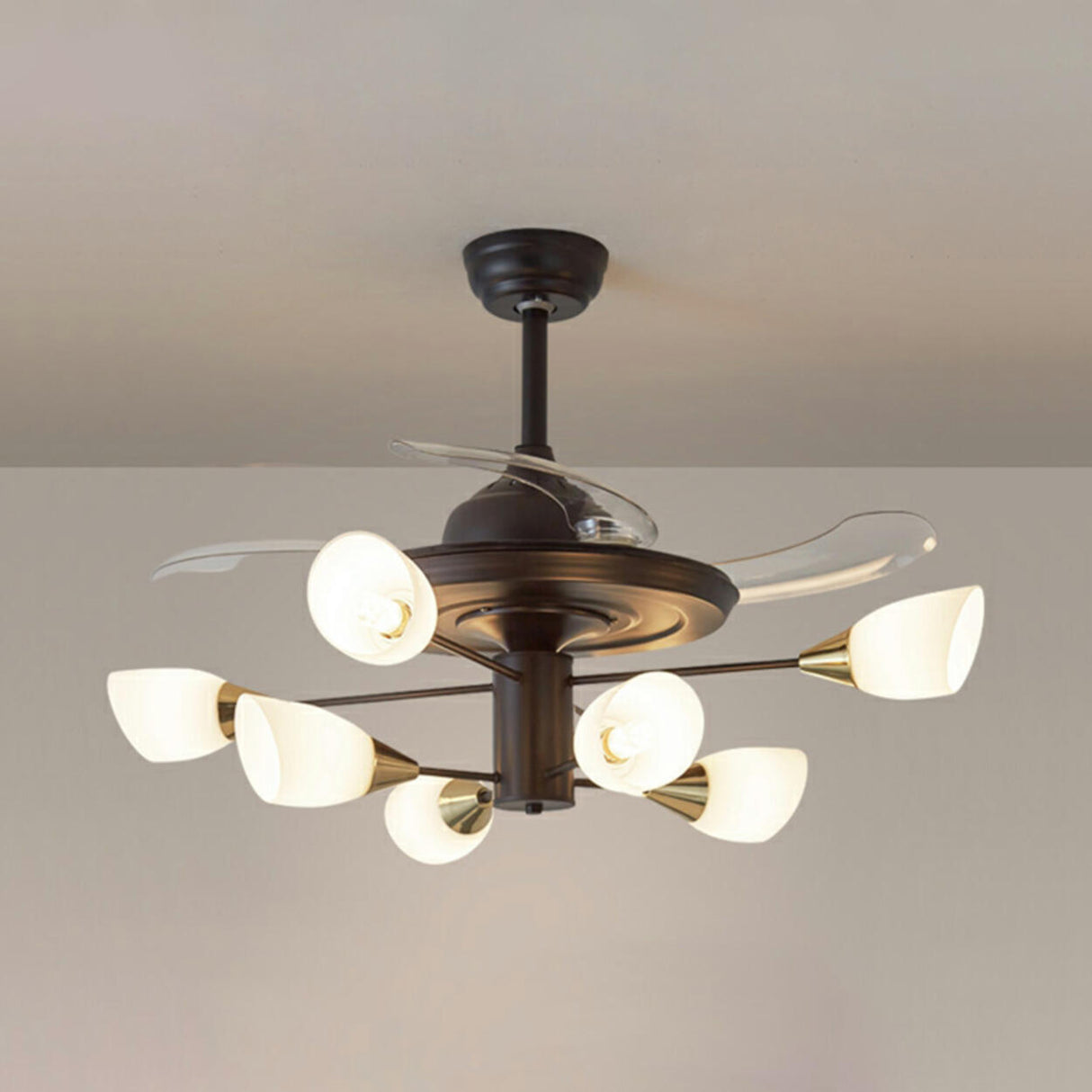 Classic Sputnik White Shade Ceiling Fan with Lights Image - 3