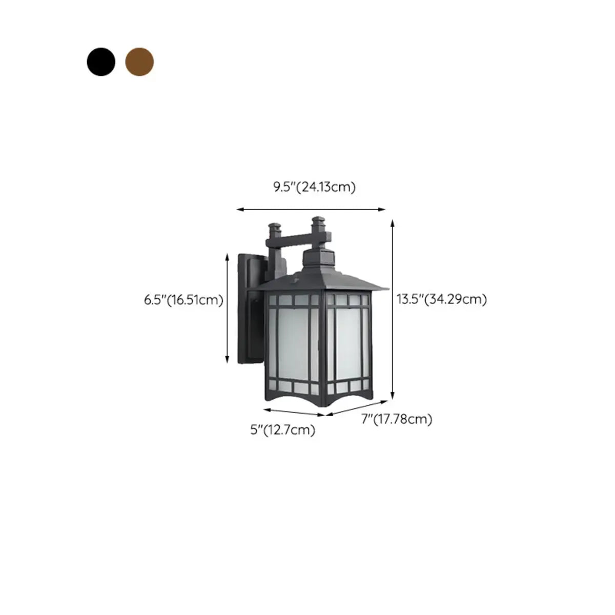 Classic Square Metal Outdoor Glass Lantern Wall Light