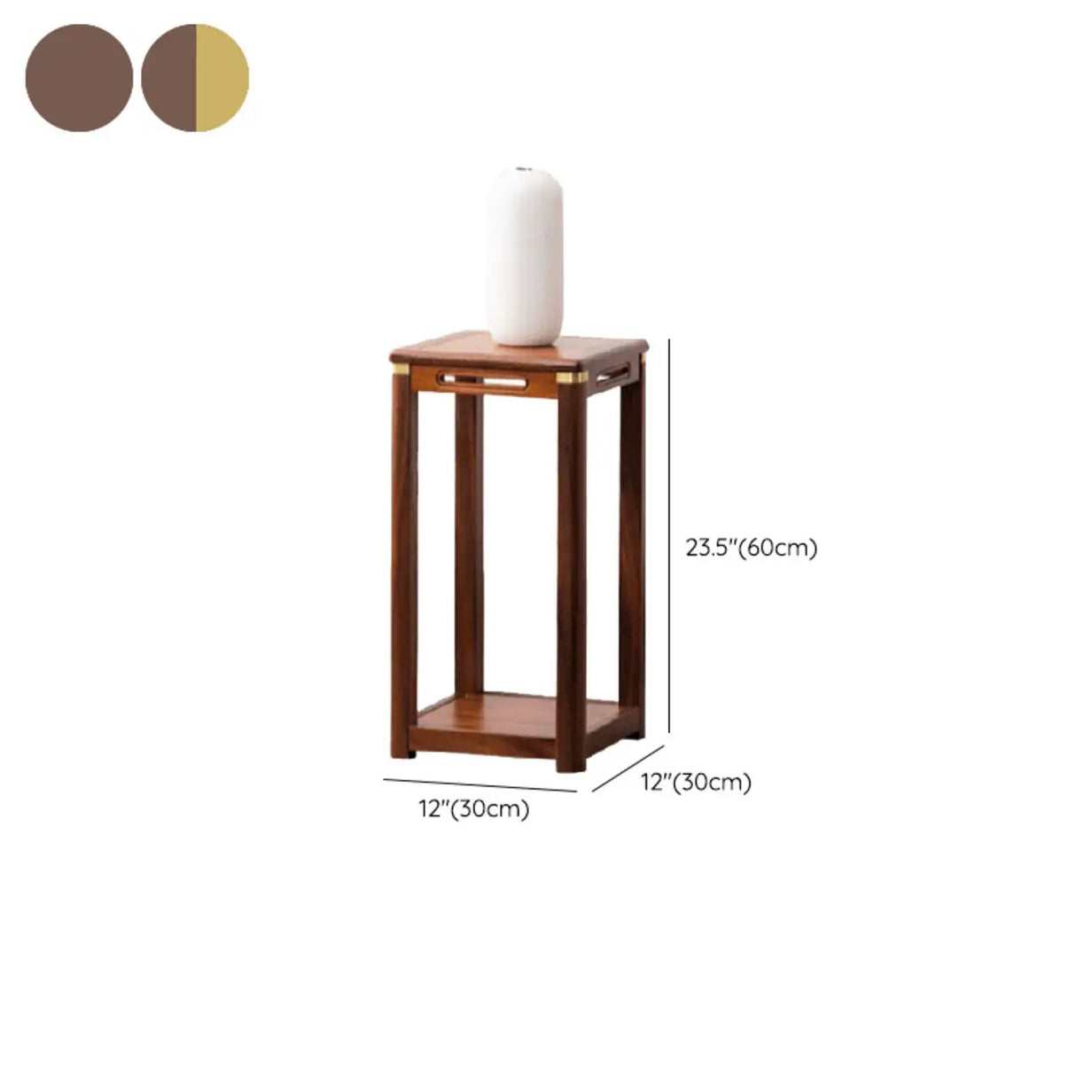 Classic Square Wood Base Indoor Plant Stand Walnut