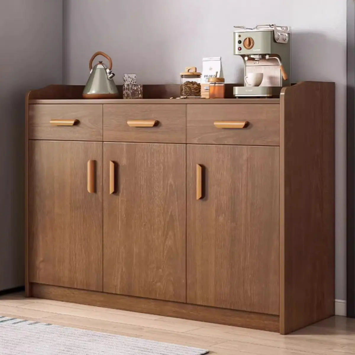 Classic Teak Narrow 3-Drawer Cabinet Storage Buffet Image - 1
