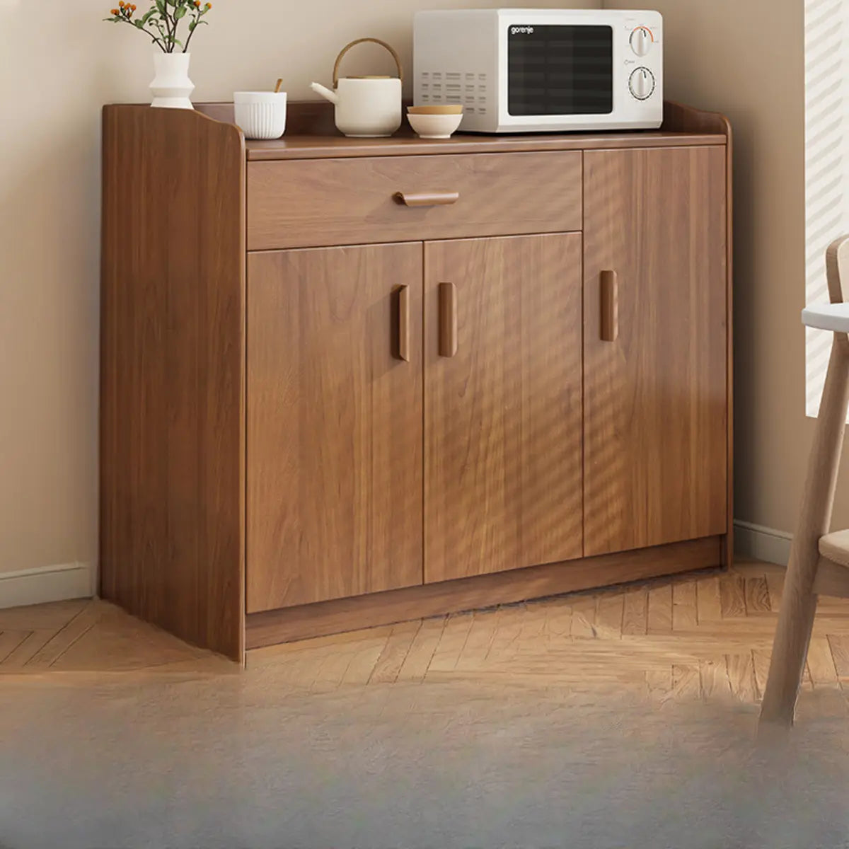 Classic Teak Narrow 3-Drawer Cabinet Storage Buffet Image - 10