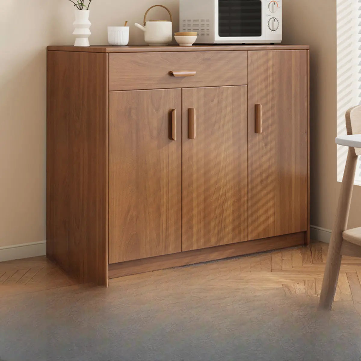 Classic Teak Narrow 3-Drawer Cabinet Storage Buffet Image - 11