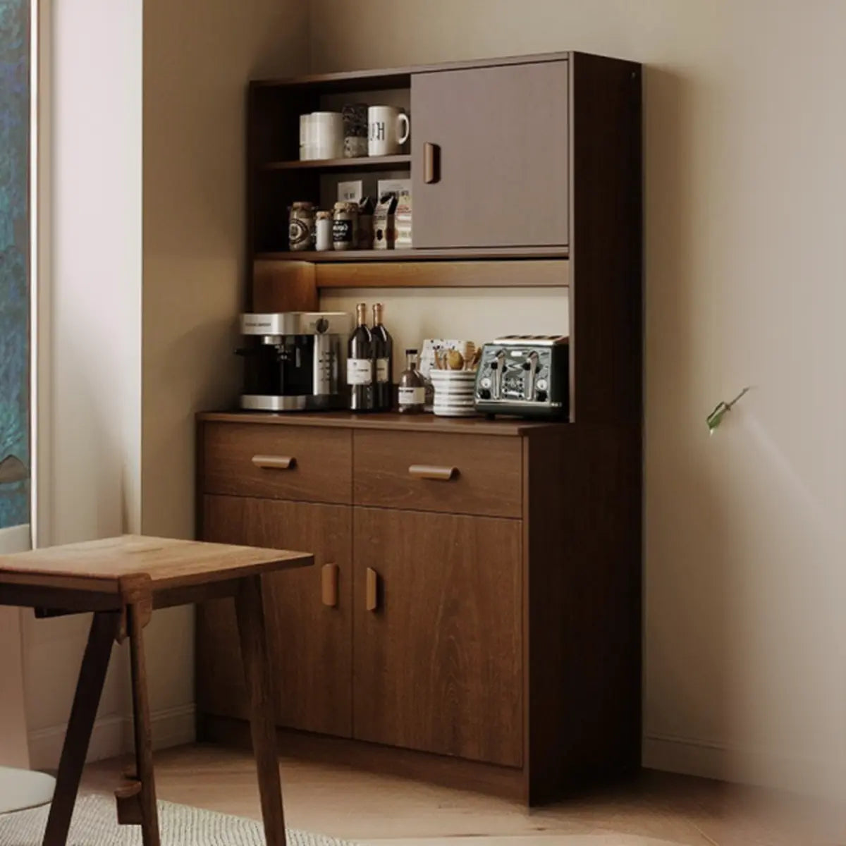 Classic Teak Narrow 3-Drawer Cabinet Storage Buffet Image - 14