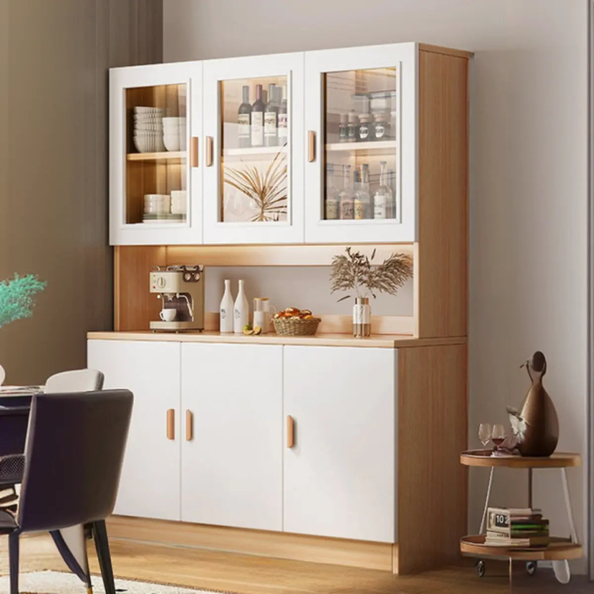 Classic Teak Narrow 3-Drawer Cabinet Storage Buffet Image - 18