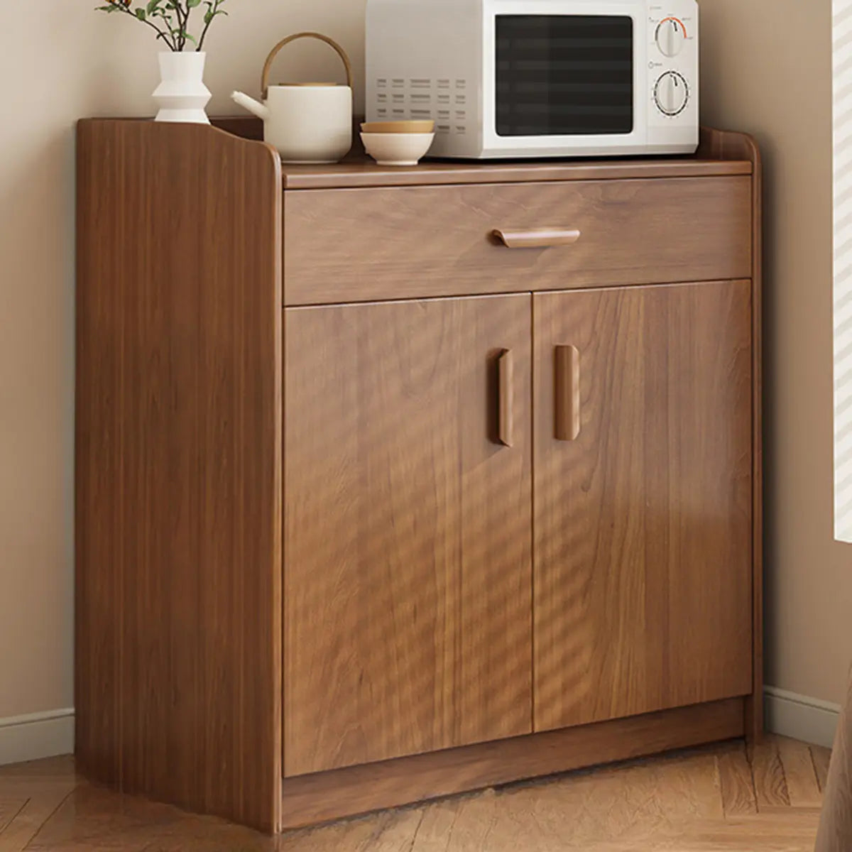 Classic Teak Narrow 3-Drawer Cabinet Storage Buffet Image - 2