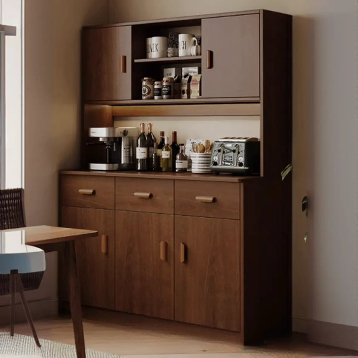 Classic Teak Narrow 3-Drawer Cabinet Storage Buffet Image - 24