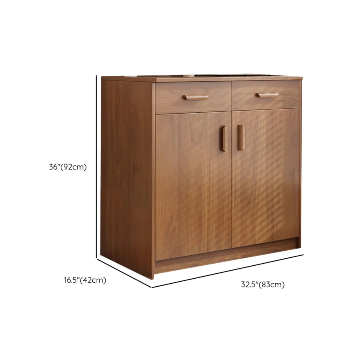 Classic Teak Narrow 3-Drawer Cabinet Storage Buffet Image - 28