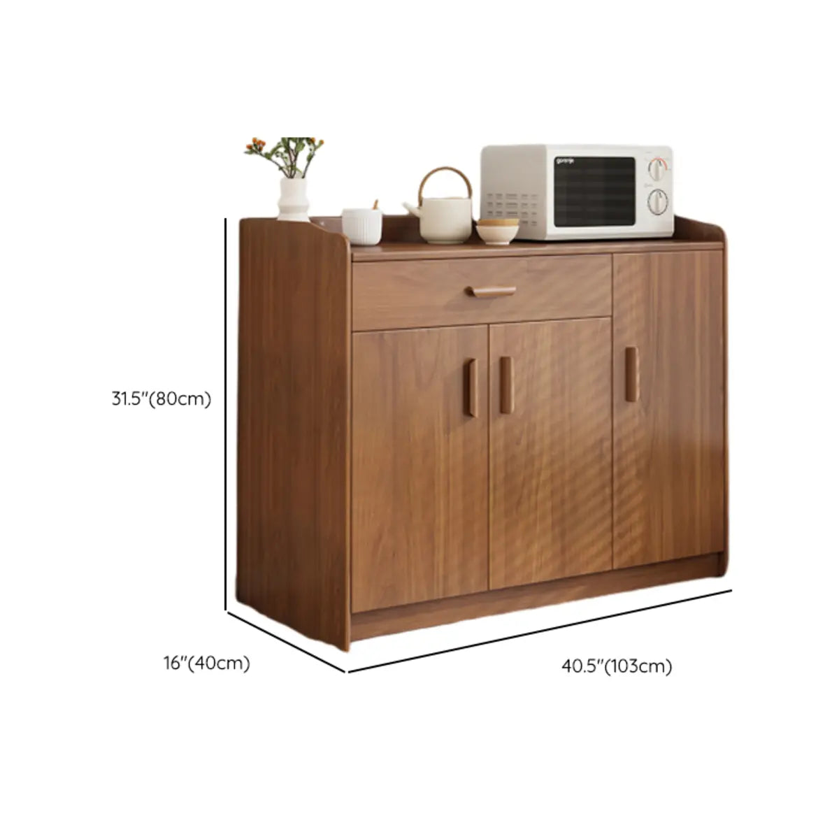 Classic Teak Narrow 3-Drawer Cabinet Storage Buffet Image - 29