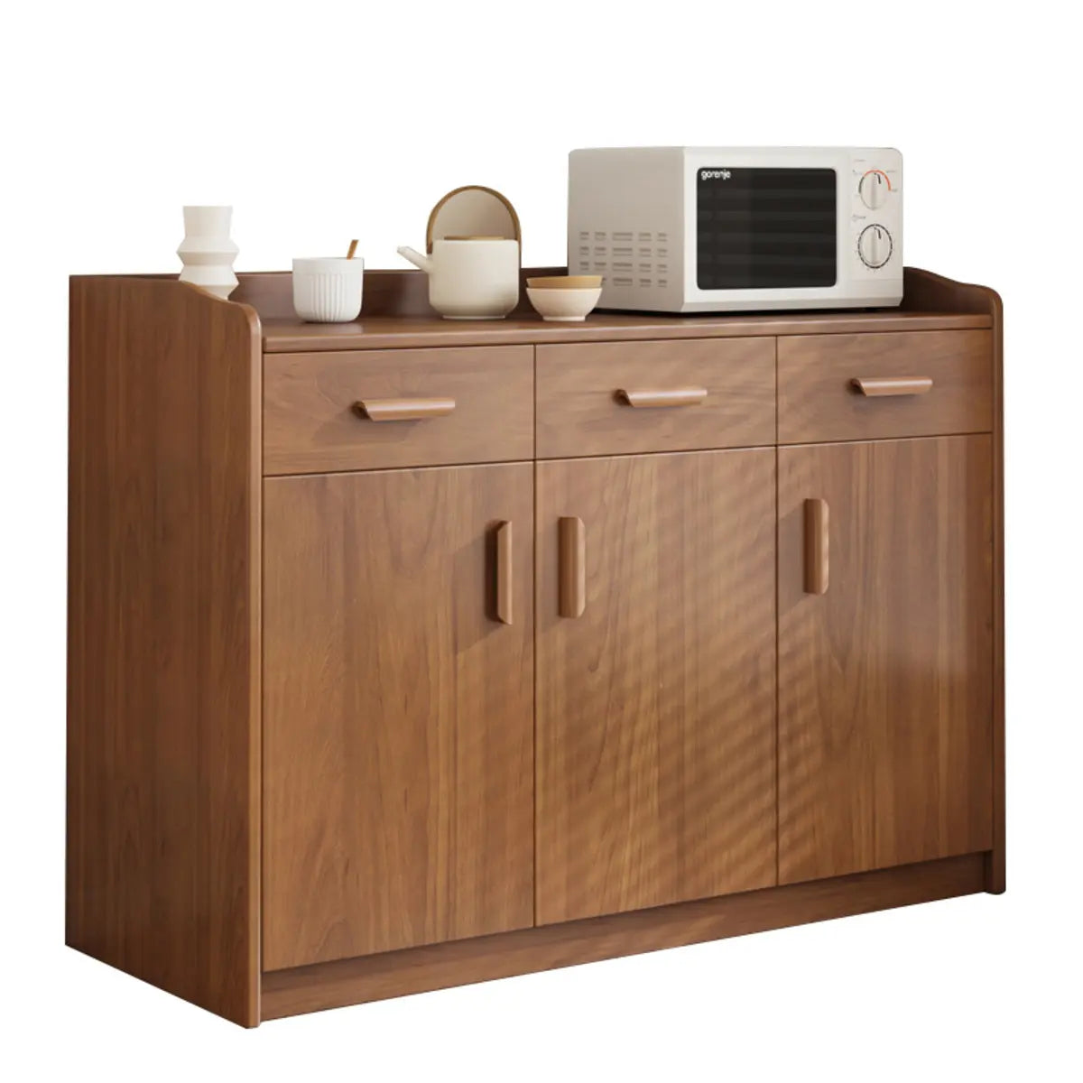 Classic Teak Narrow 3-Drawer Cabinet Storage Buffet Image - 3