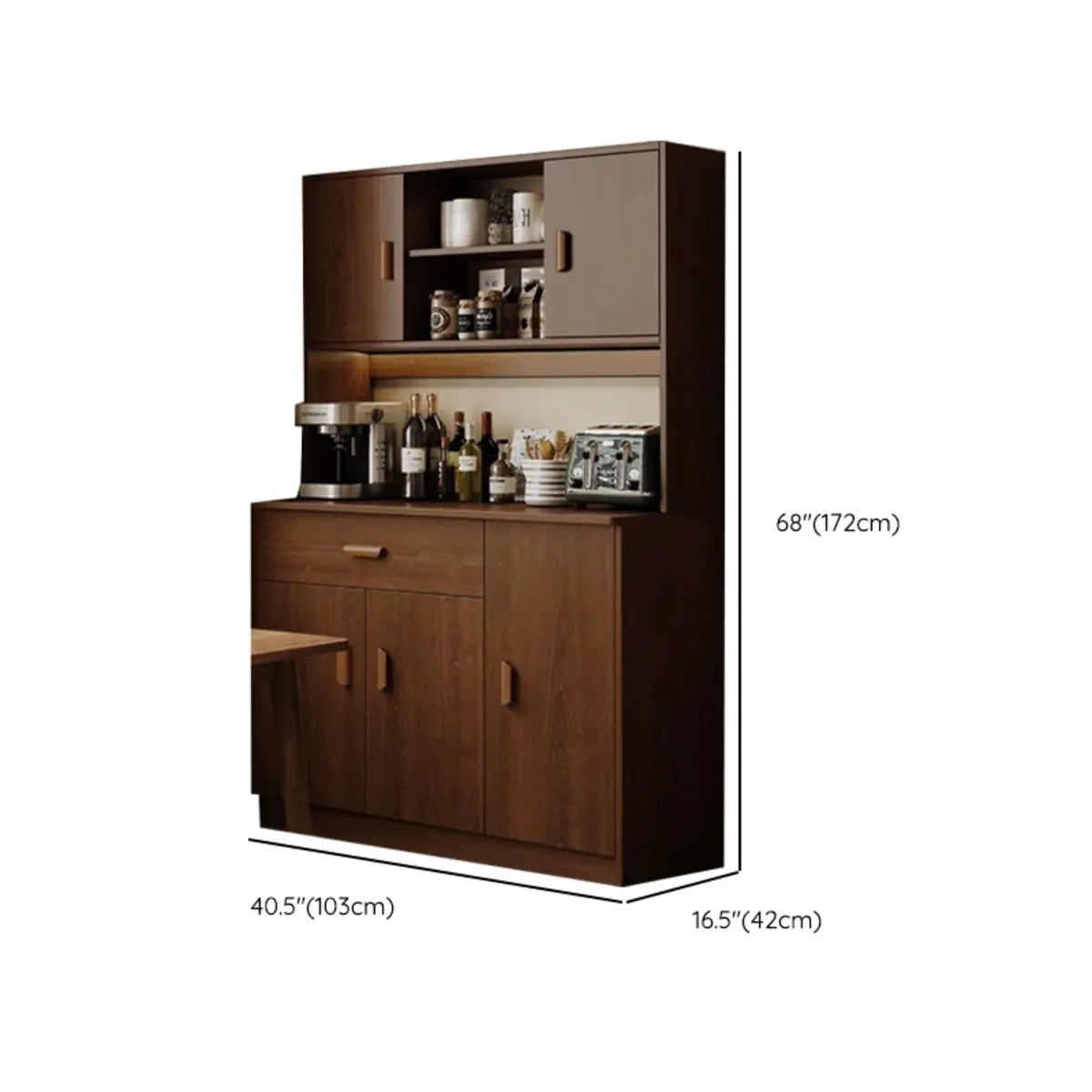 Classic Teak Narrow 3-Drawer Cabinet Storage Buffet Image - 37