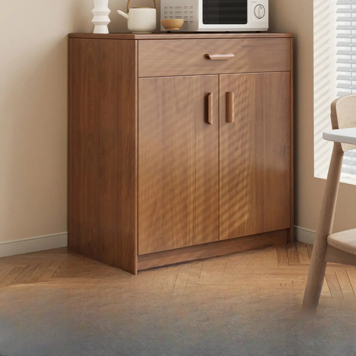 Classic Teak Narrow 3-Drawer Cabinet Storage Buffet Image - 4