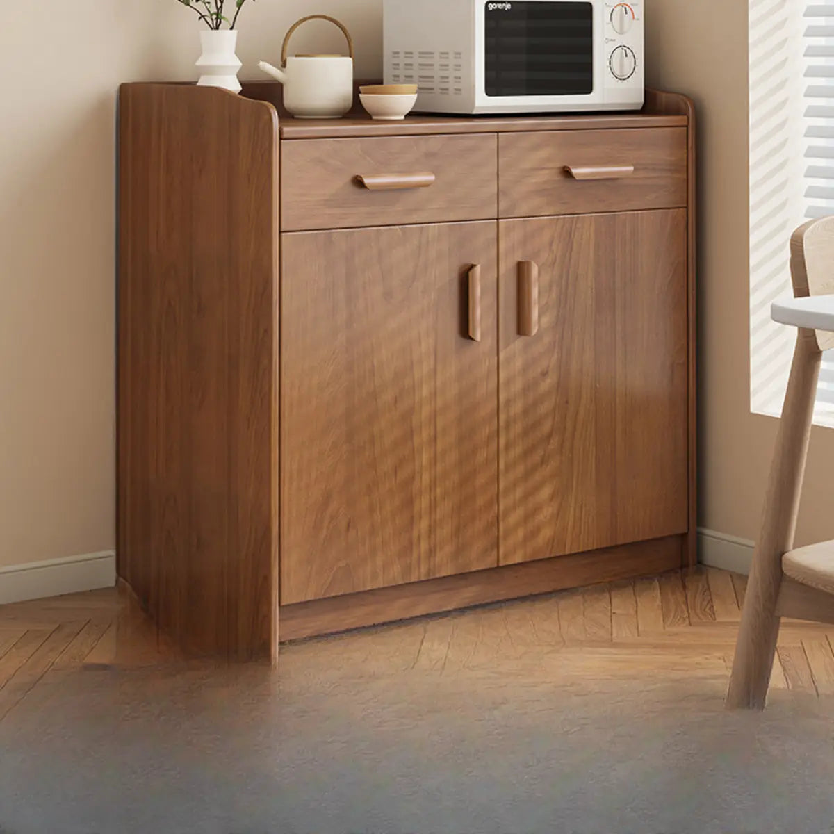 Classic Teak Narrow 3-Drawer Cabinet Storage Buffet Image - 5