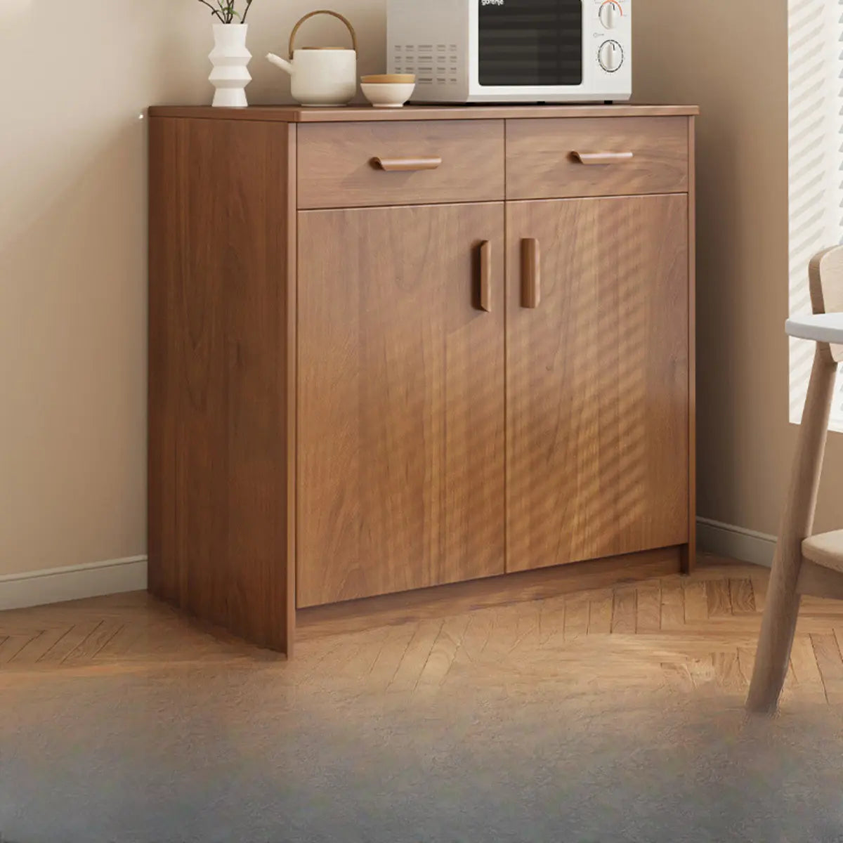 Classic Teak Narrow 3-Drawer Cabinet Storage Buffet Image - 7