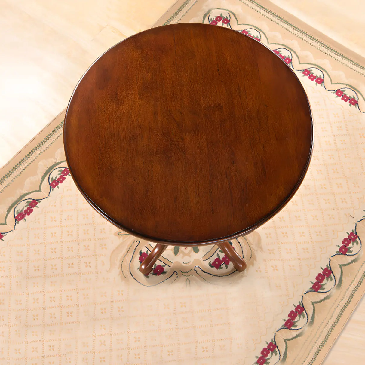 Classic Traditional Brown Wood Round Pedestal Bar Table Image - 4