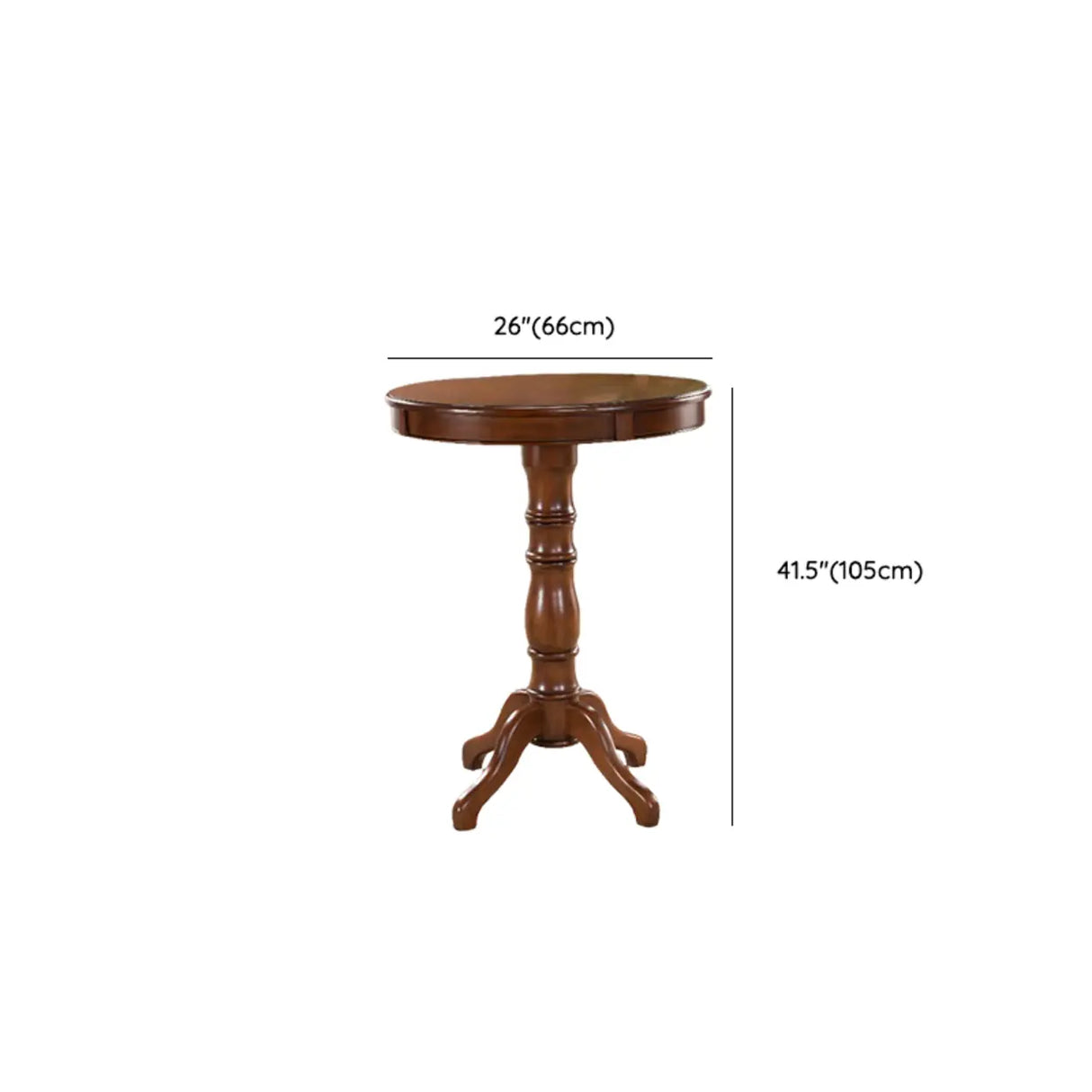 Classic Traditional Brown Wood Round Pedestal Bar Table