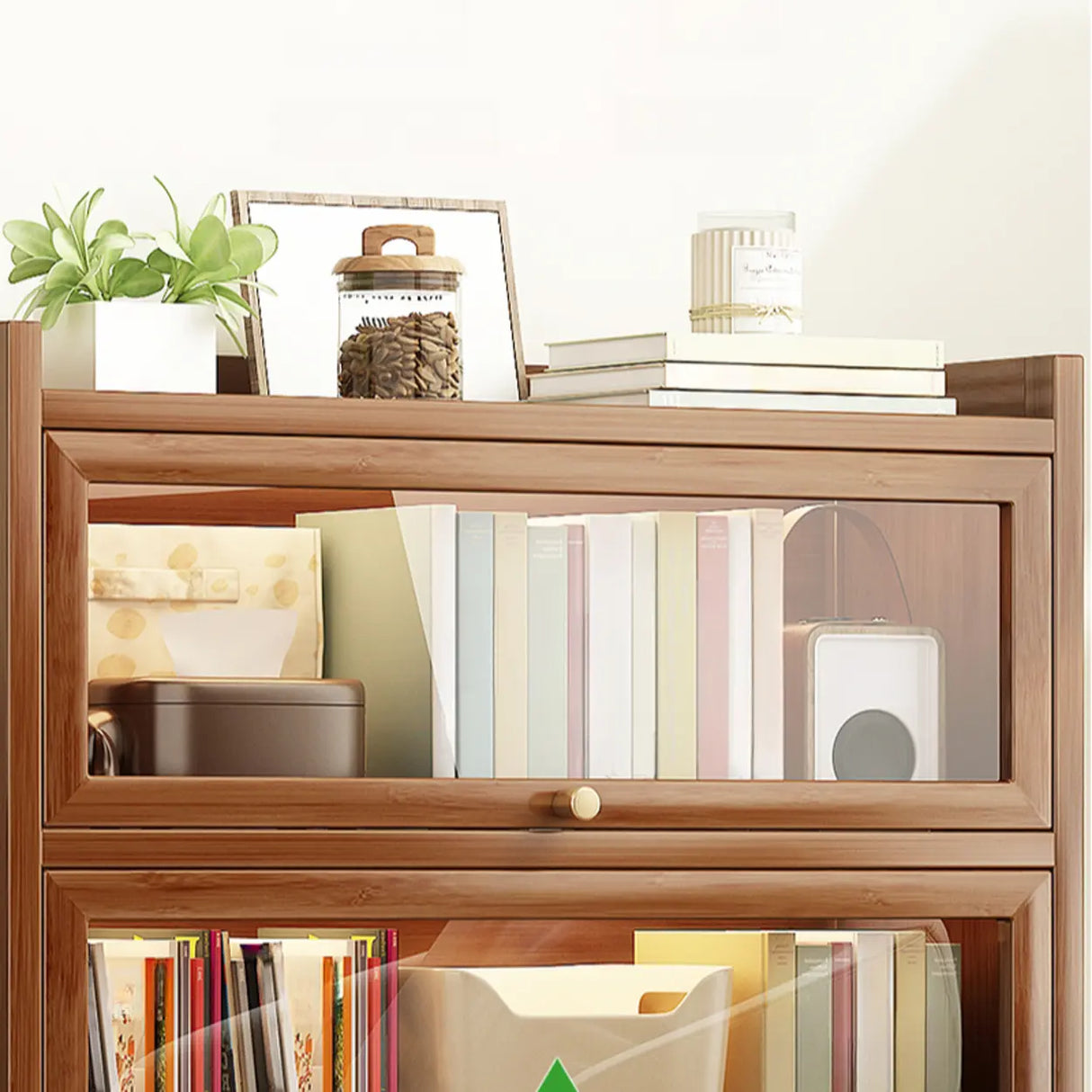 Classic Vertical Cabinet Closed Back Bookcase Brown Image - 11