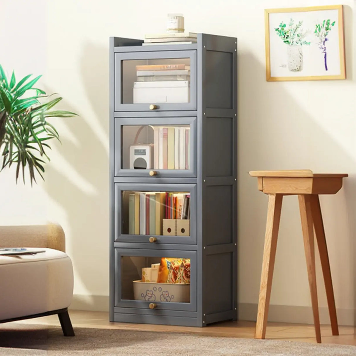 Classic Vertical Cabinet Closed Back Bookcase Brown Image - 12