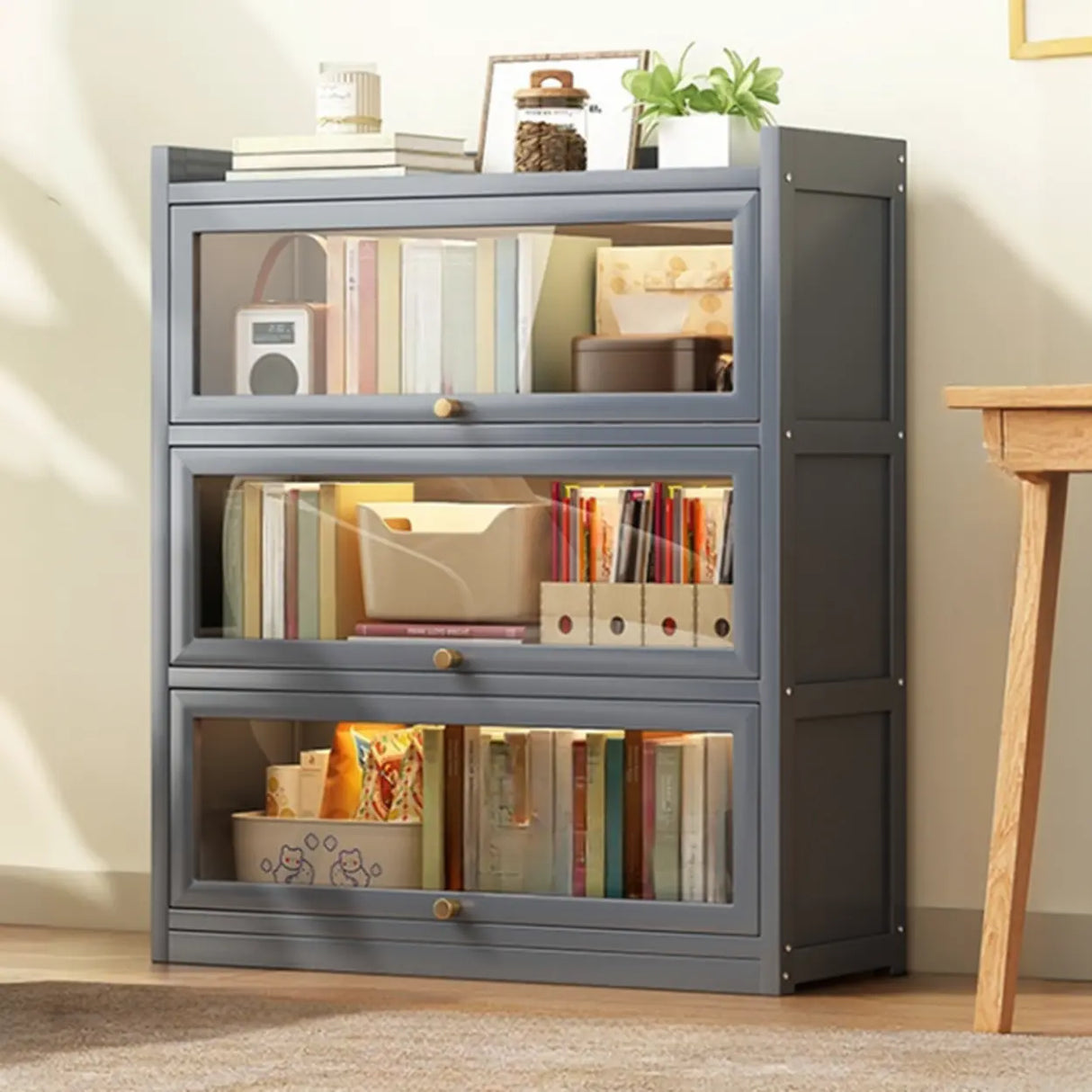 Classic Vertical Cabinet Closed Back Bookcase Brown Image - 13