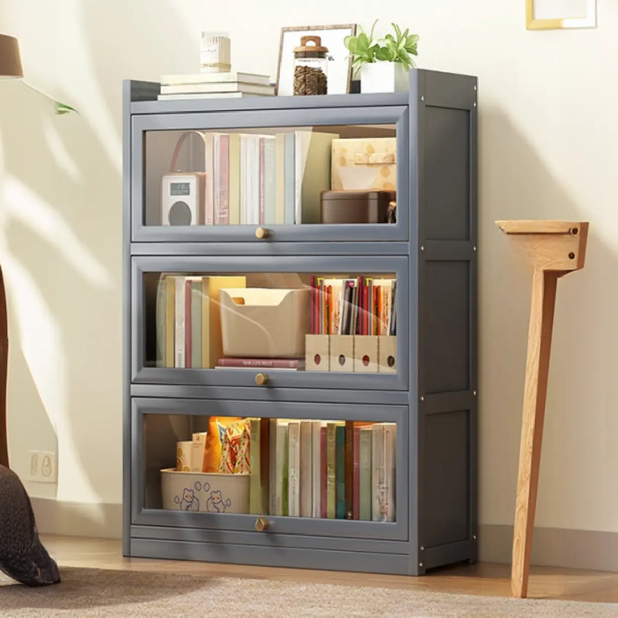 Classic Vertical Cabinet Closed Back Bookcase Brown Image - 15