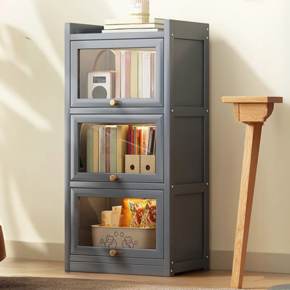 Classic Vertical Cabinet Closed Back Bookcase Brown Image - 16