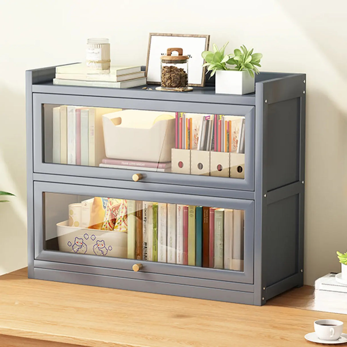 Classic Vertical Cabinet Closed Back Bookcase Brown Image - 17