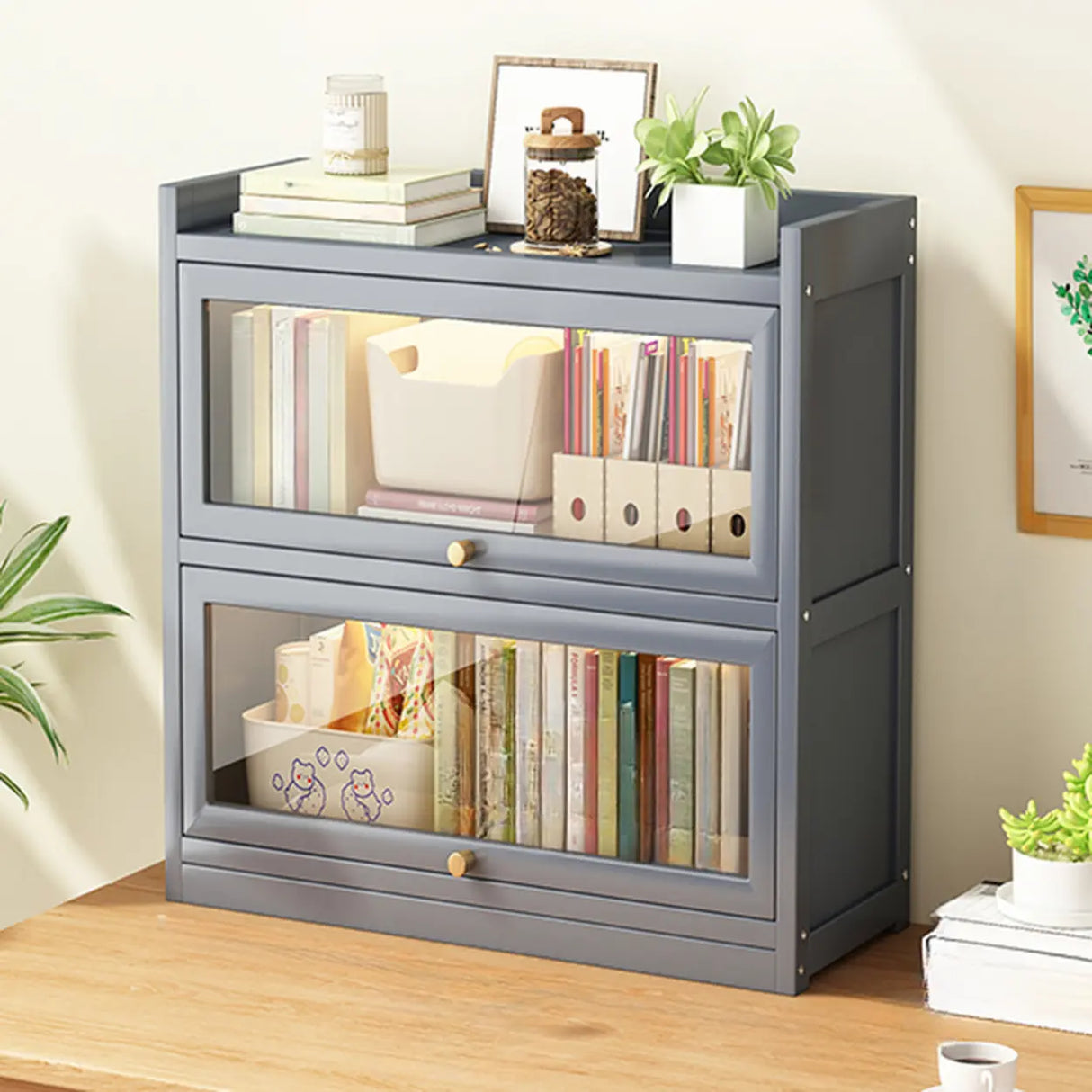 Classic Vertical Cabinet Closed Back Bookcase Brown Image - 18