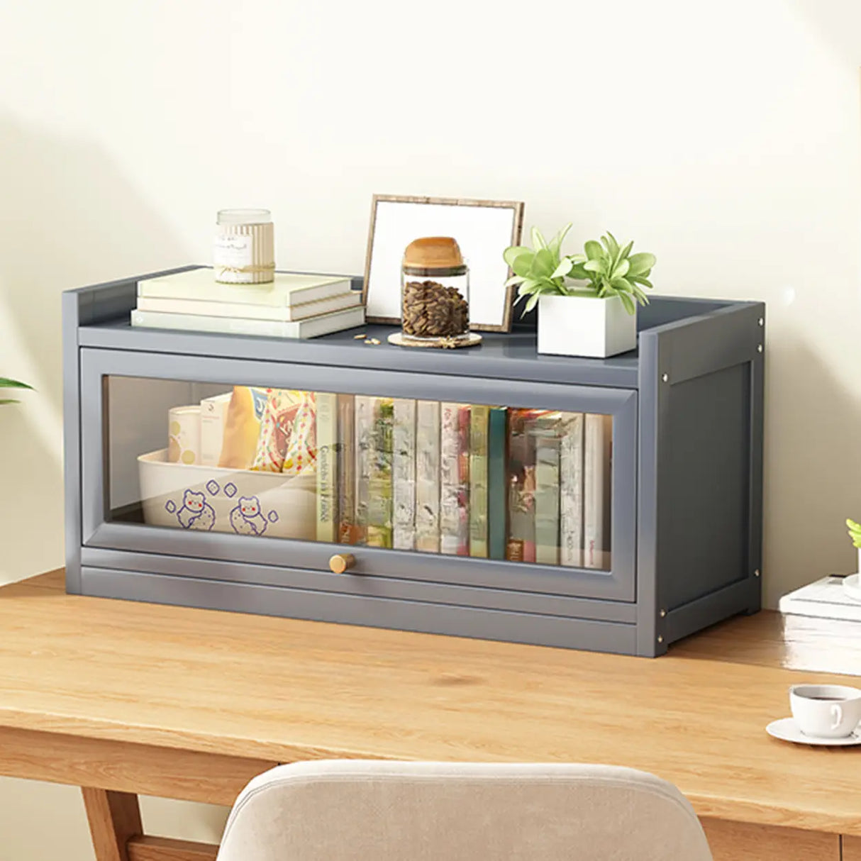 Classic Vertical Cabinet Closed Back Bookcase Brown Image - 20