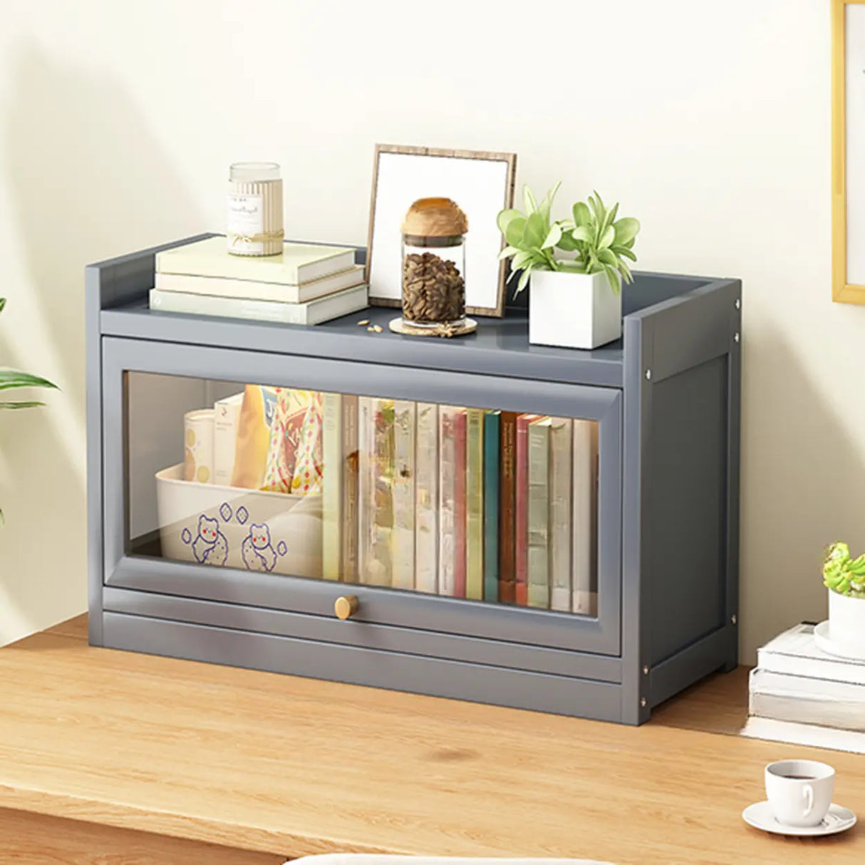 Classic Vertical Cabinet Closed Back Bookcase Brown Image - 21