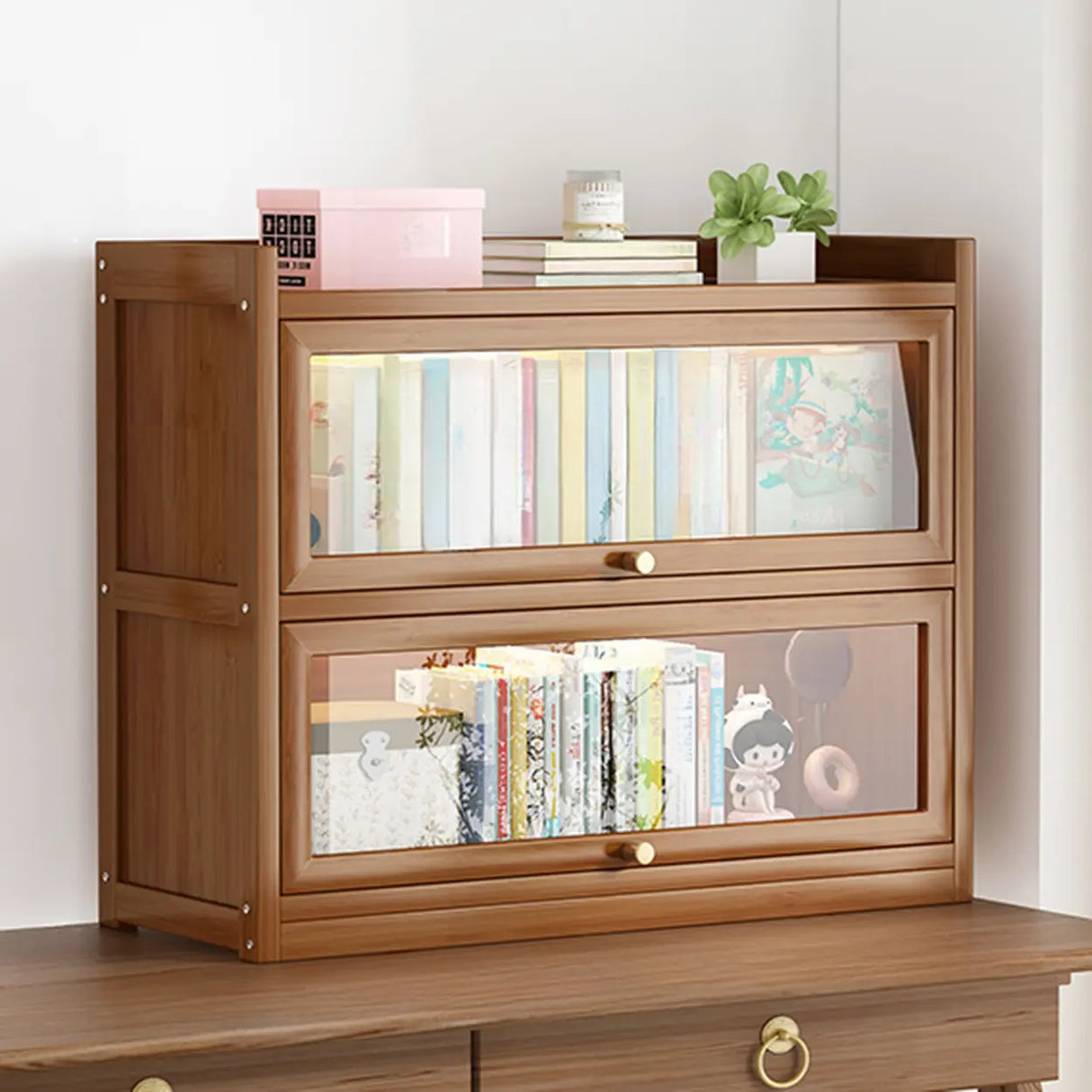 Classic Vertical Cabinet Closed Back Bookcase Brown Image - 31