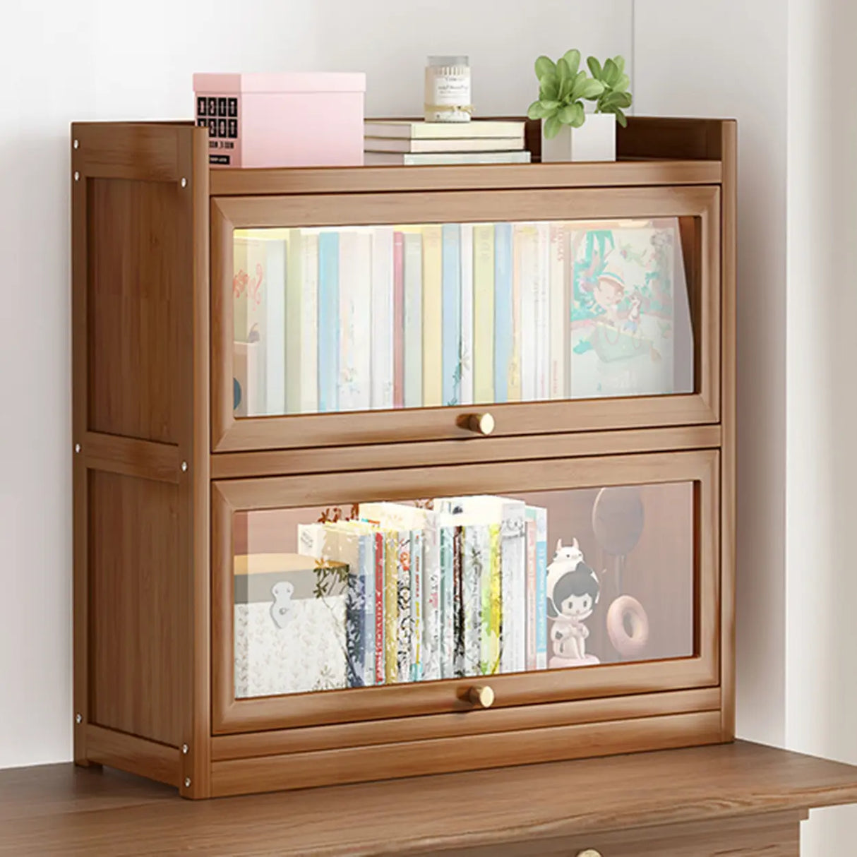 Classic Vertical Cabinet Closed Back Bookcase Brown Image - 33