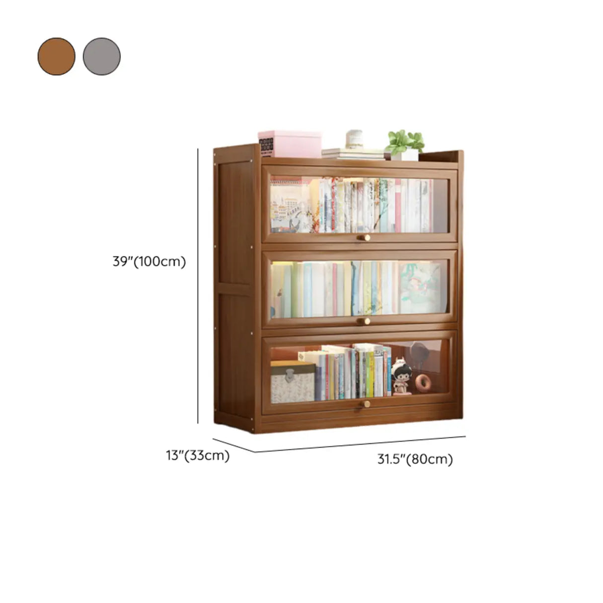Classic Vertical Cabinet Closed Back Bookcase Brown Image - 46