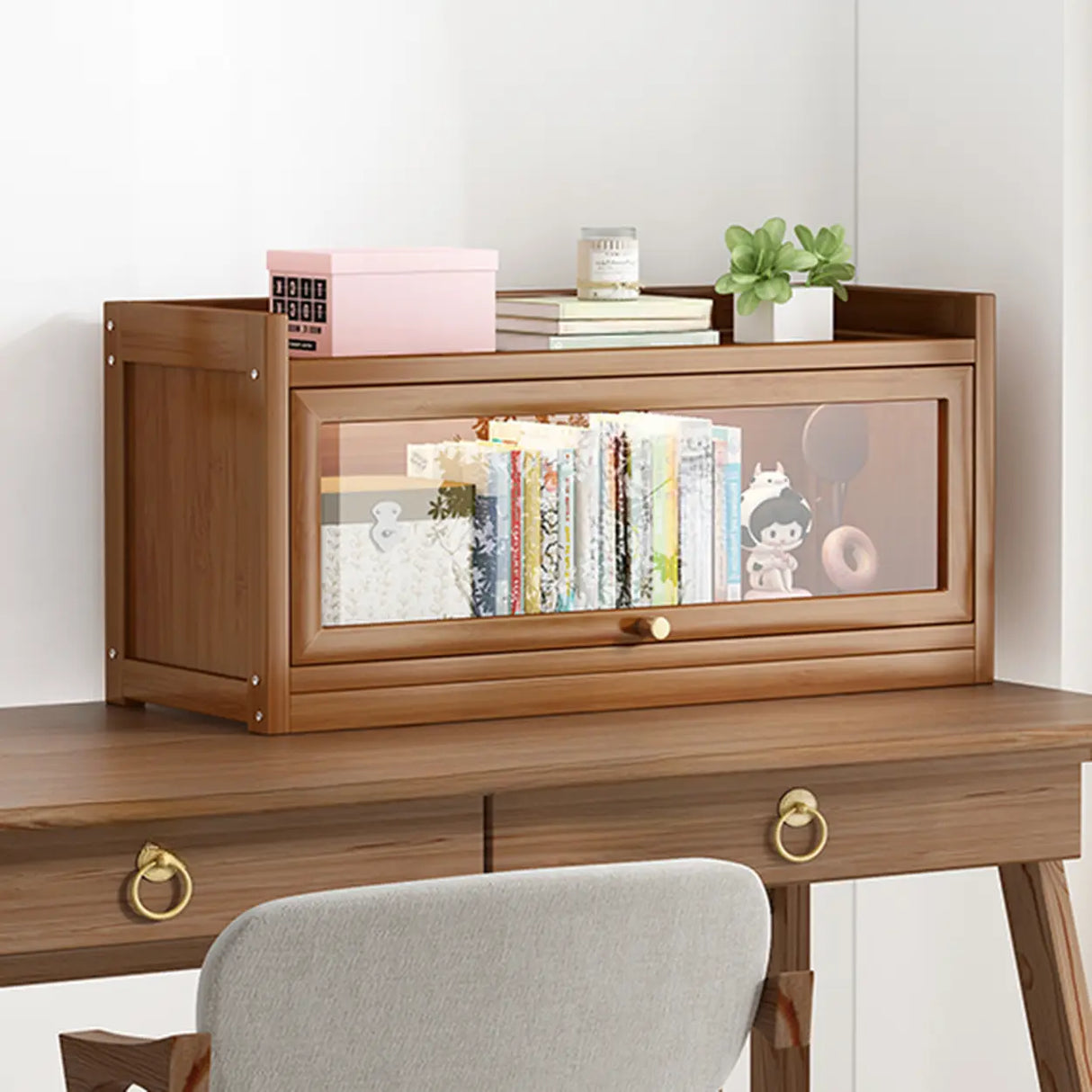 Classic Vertical Cabinet Closed Back Bookcase Brown Image - 34