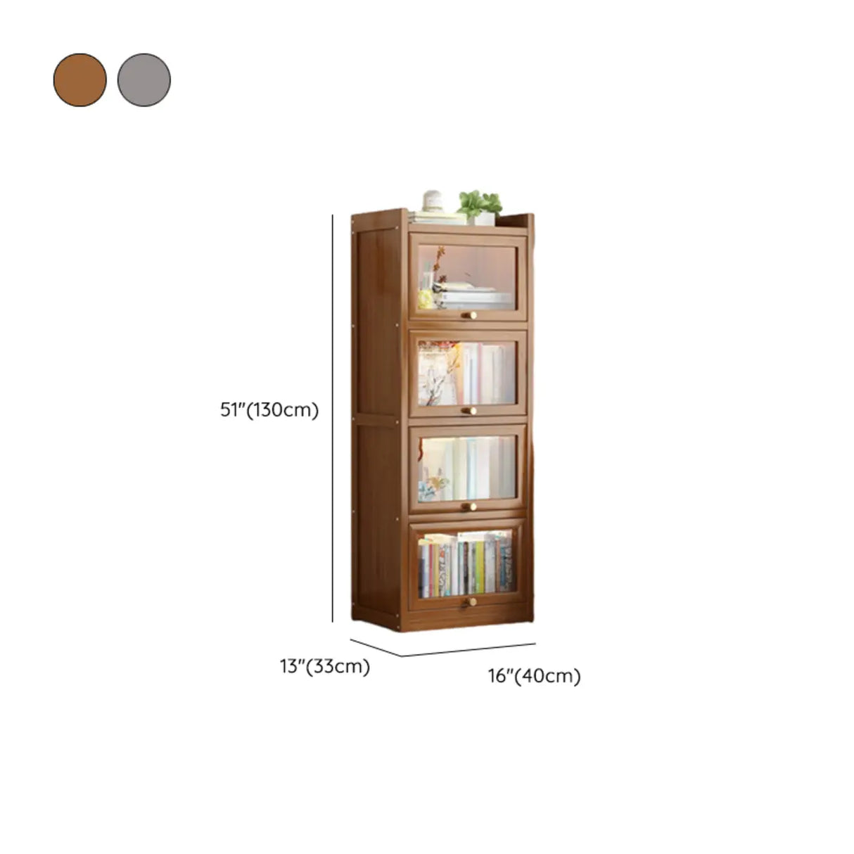 Classic Vertical Cabinet Closed Back Bookcase Brown Image - 47