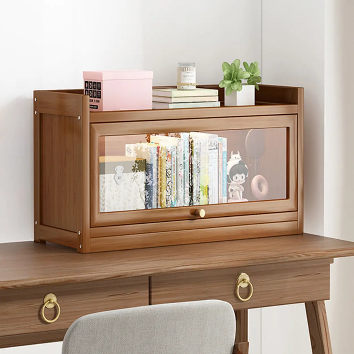 Classic Vertical Cabinet Closed Back Bookcase Brown Image - 35