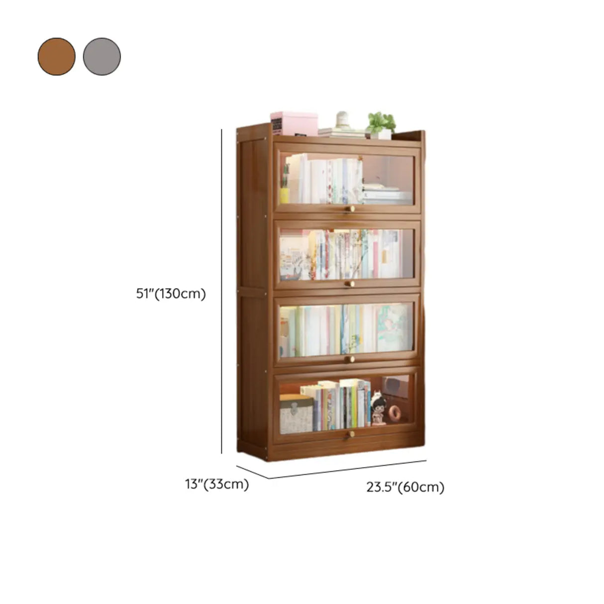 Classic Vertical Cabinet Closed Back Bookcase Brown Image - 48