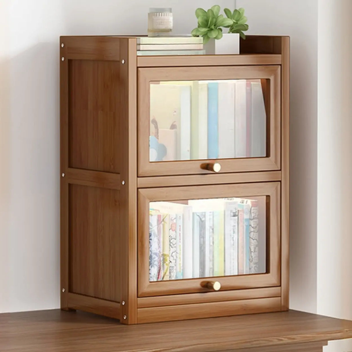 Classic Vertical Cabinet Closed Back Bookcase Brown Image - 36