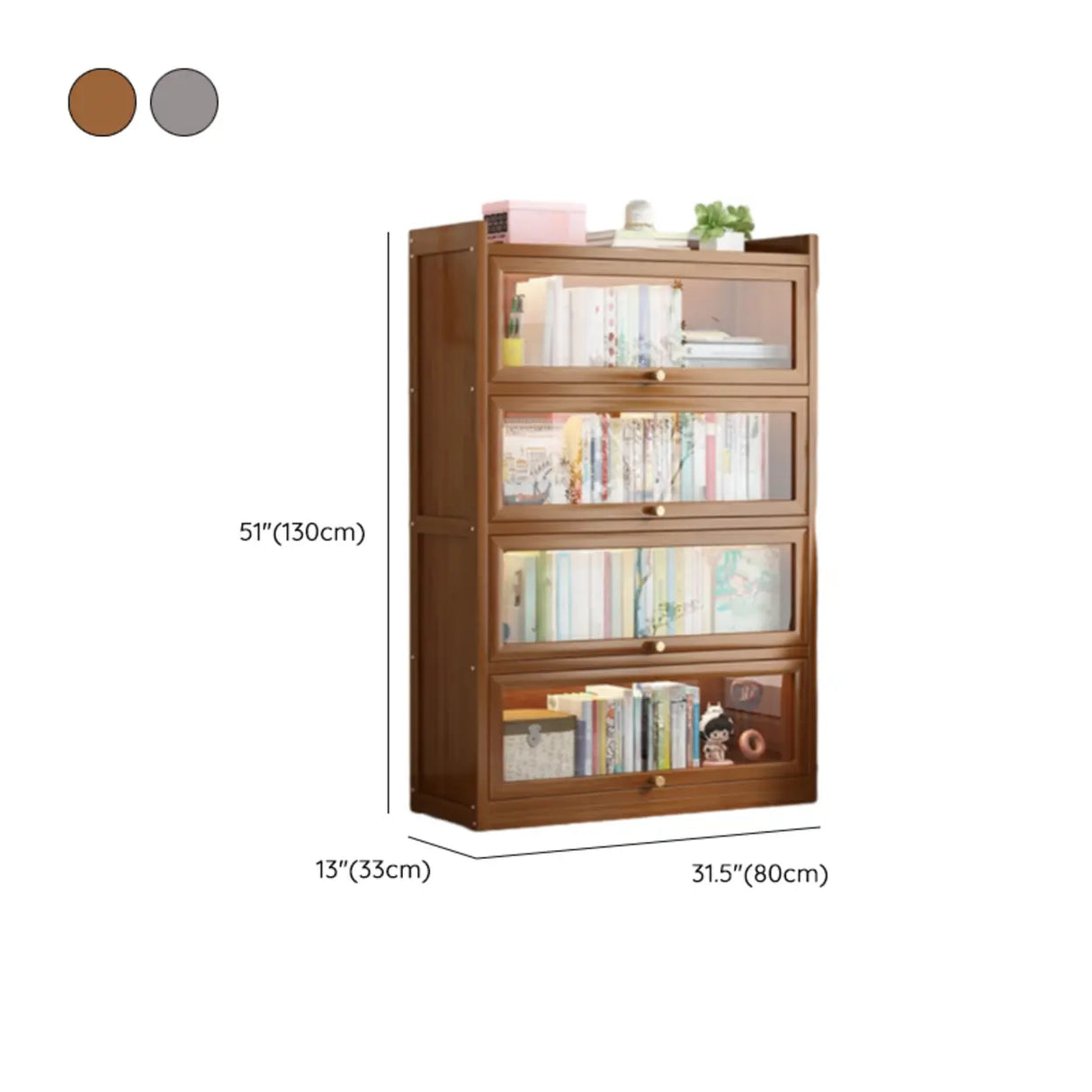 Classic Vertical Cabinet Closed Back Bookcase Brown Image - 49