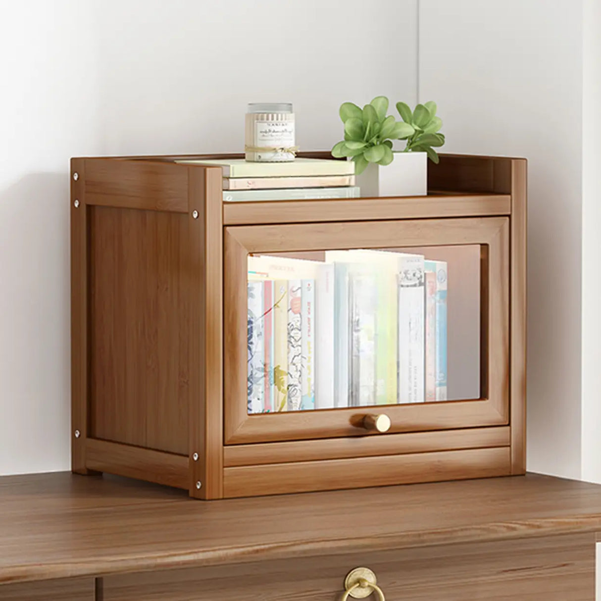 Classic Vertical Cabinet Closed Back Bookcase Brown Image - 37