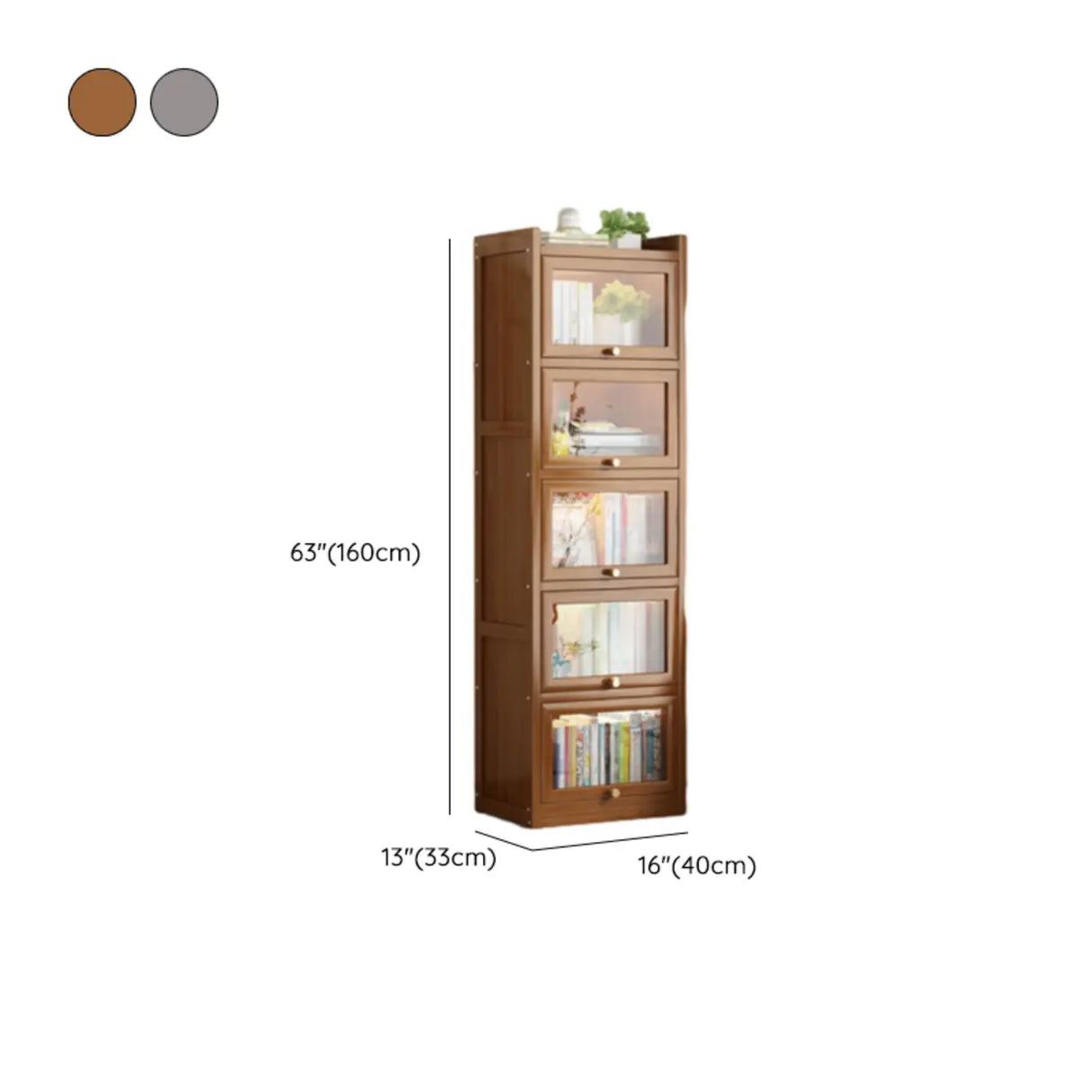 Classic Vertical Cabinet Closed Back Bookcase Brown Image - 50