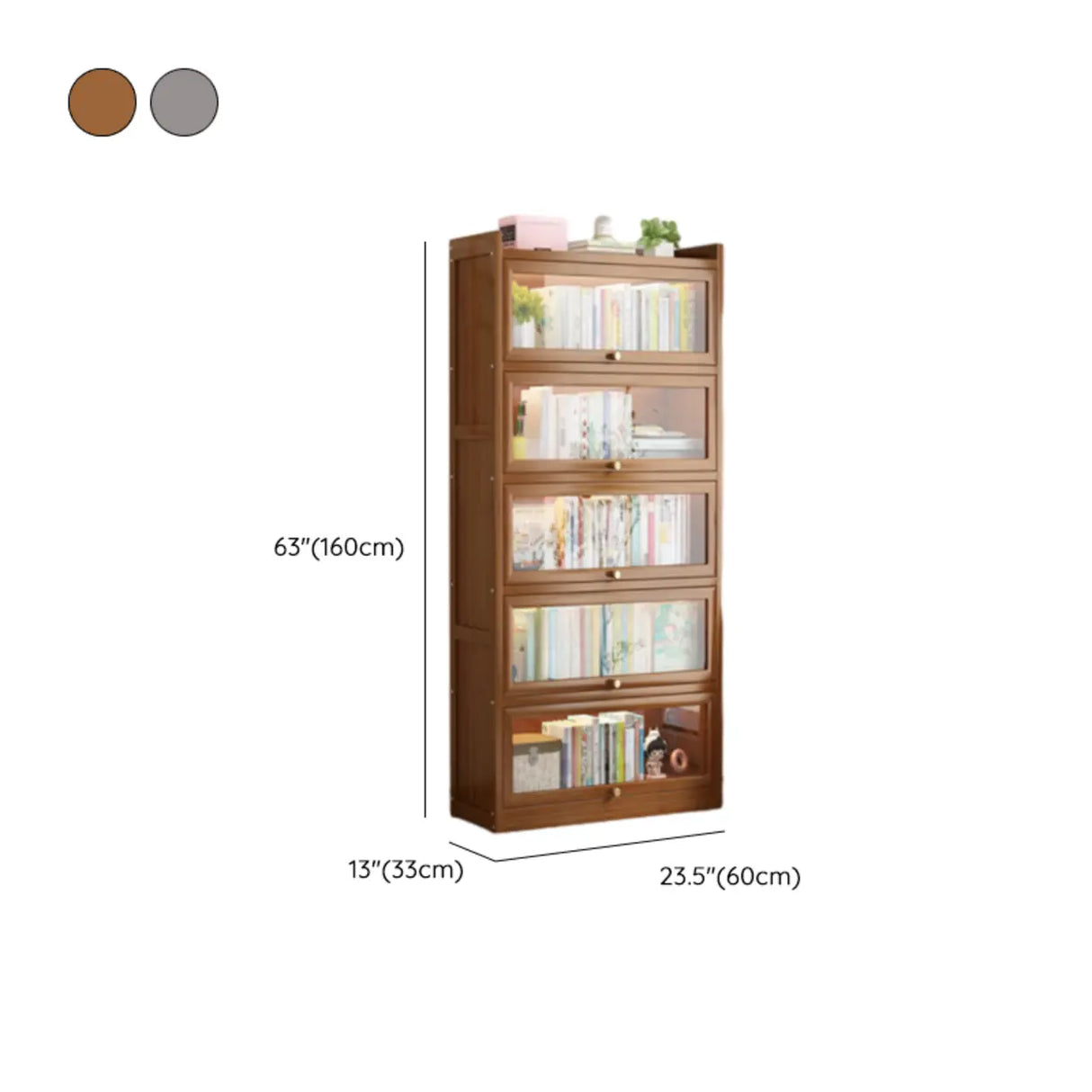 Classic Vertical Cabinet Closed Back Bookcase Brown Image - 51