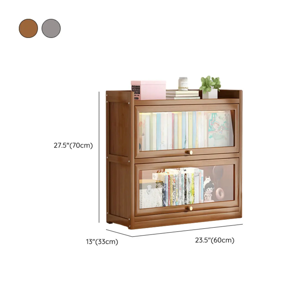Classic Vertical Cabinet Closed Back Bookcase Brown Image - 42