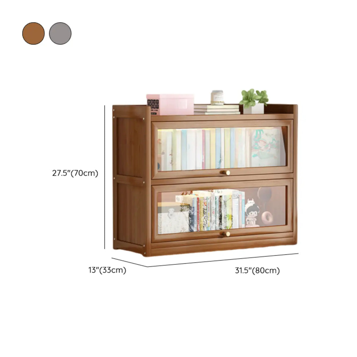 Classic Vertical Cabinet Closed Back Bookcase Brown Image - 43