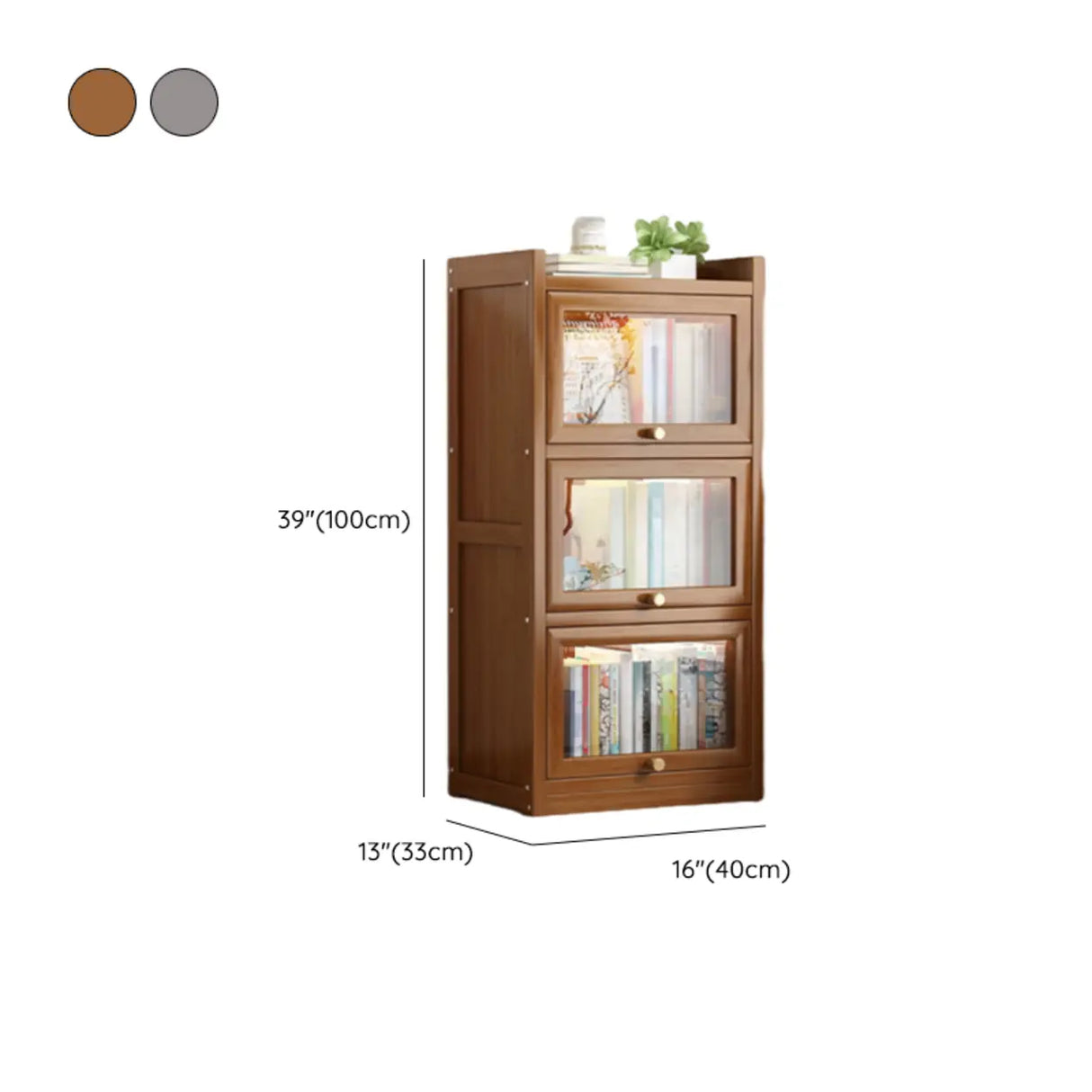 Classic Vertical Cabinet Closed Back Bookcase Brown Image - 44