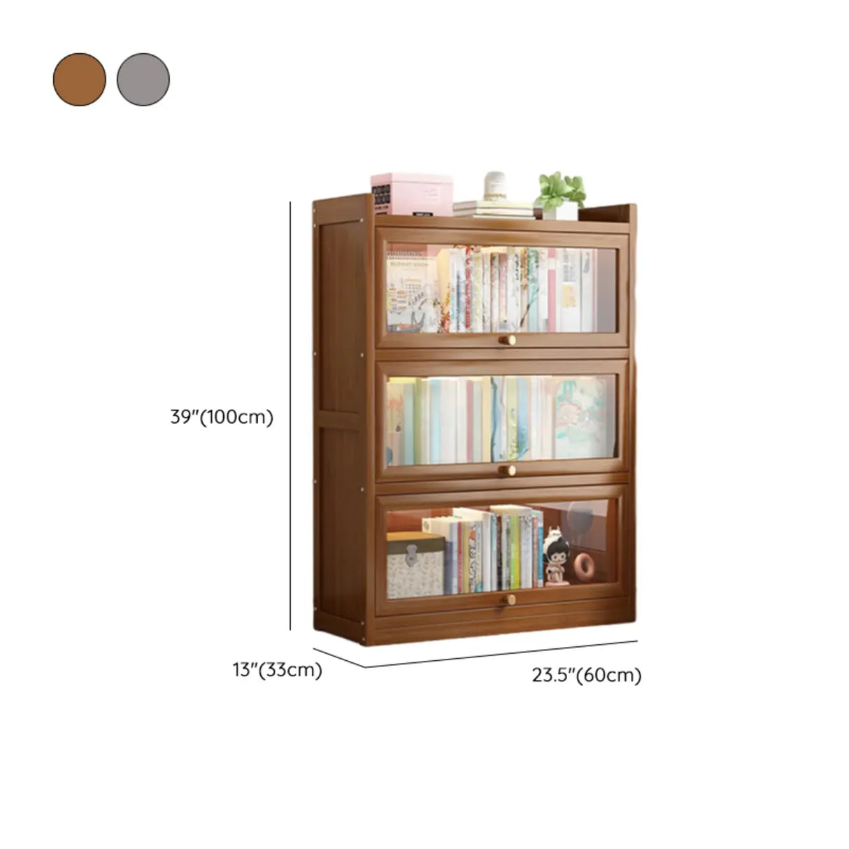 Classic Vertical Cabinet Closed Back Bookcase Brown Image - 45