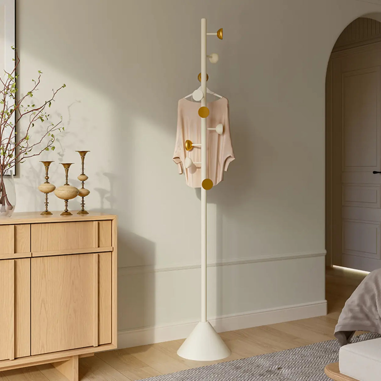 Classic Vertical Metal Hooks Entryway Stand Coat Rack Image - 10