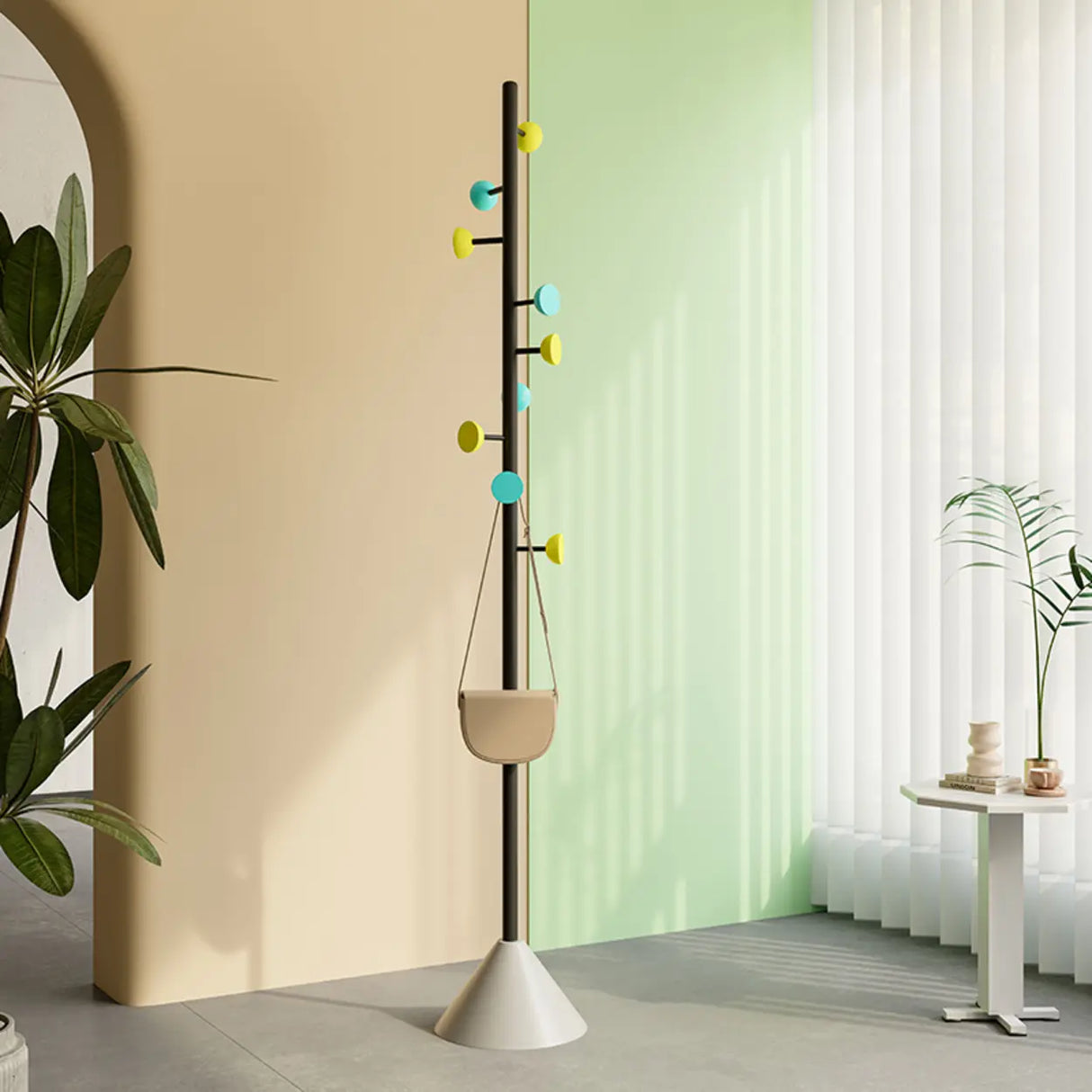 Classic Vertical Metal Hooks Entryway Stand Coat Rack Image - 12