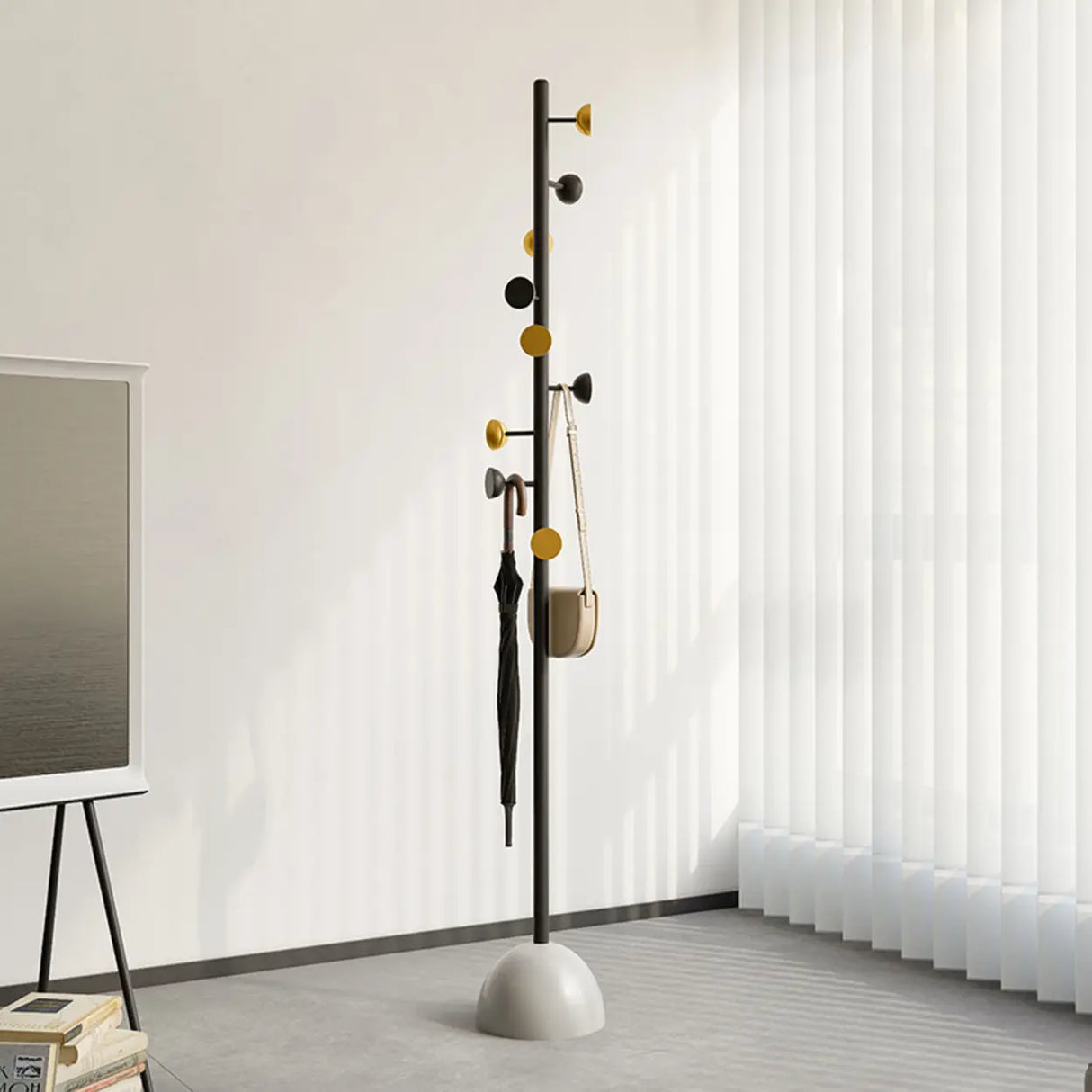 Classic Vertical Metal Hooks Entryway Stand Coat Rack Image - 13