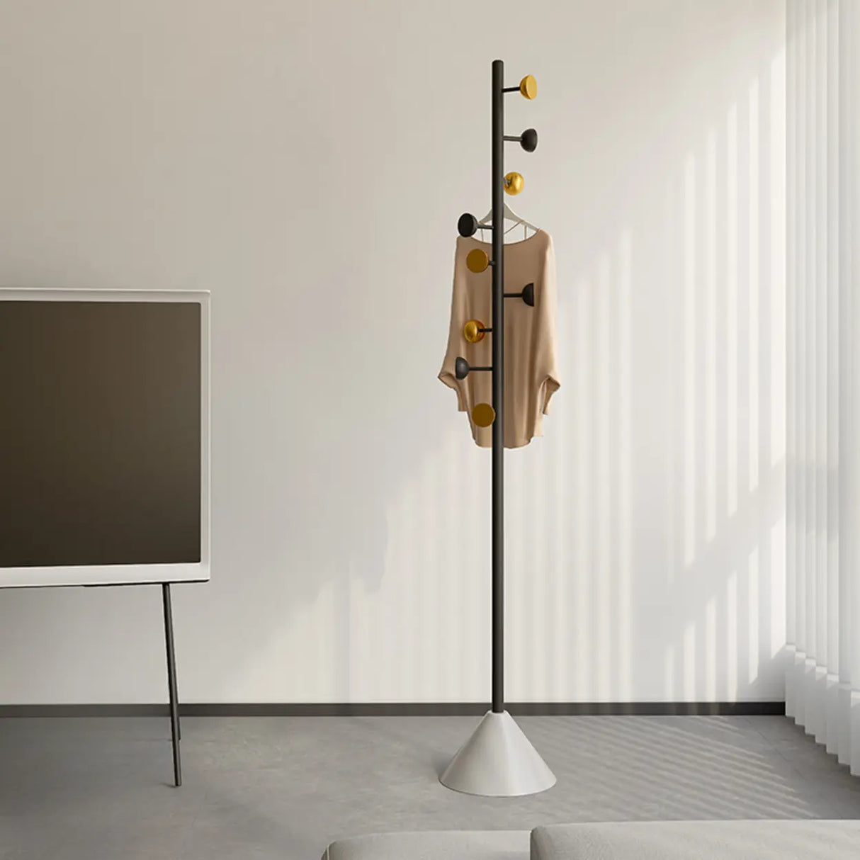 Classic Vertical Metal Hooks Entryway Stand Coat Rack Image - 16