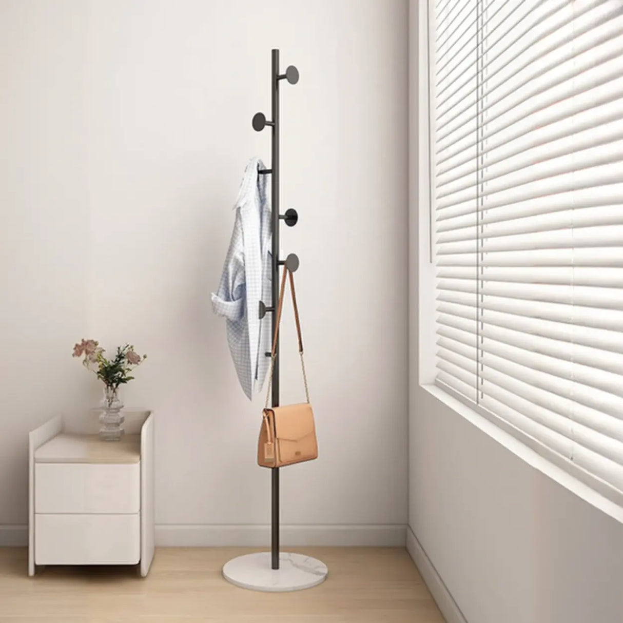 Classic Vertical Metal Hooks Entryway Stand Coat Rack Image - 17