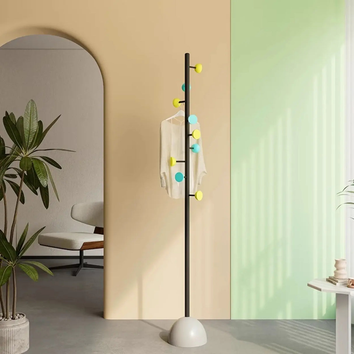 Classic Vertical Metal Hooks Entryway Stand Coat Rack Image - 1